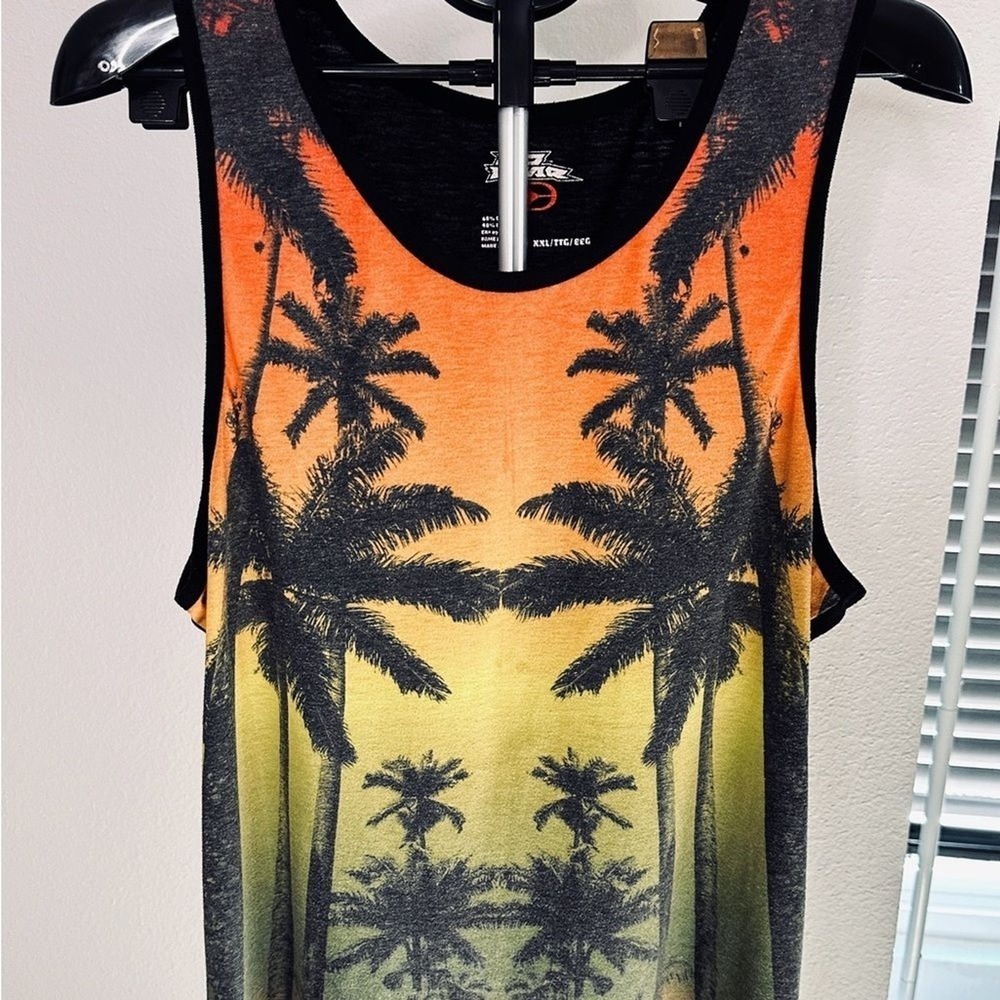 No Fear‎ Palm Tree Ombre Sunset Tank Top.